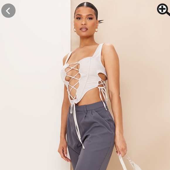 NWT stone woven lace up corset - Picture 1 of 4